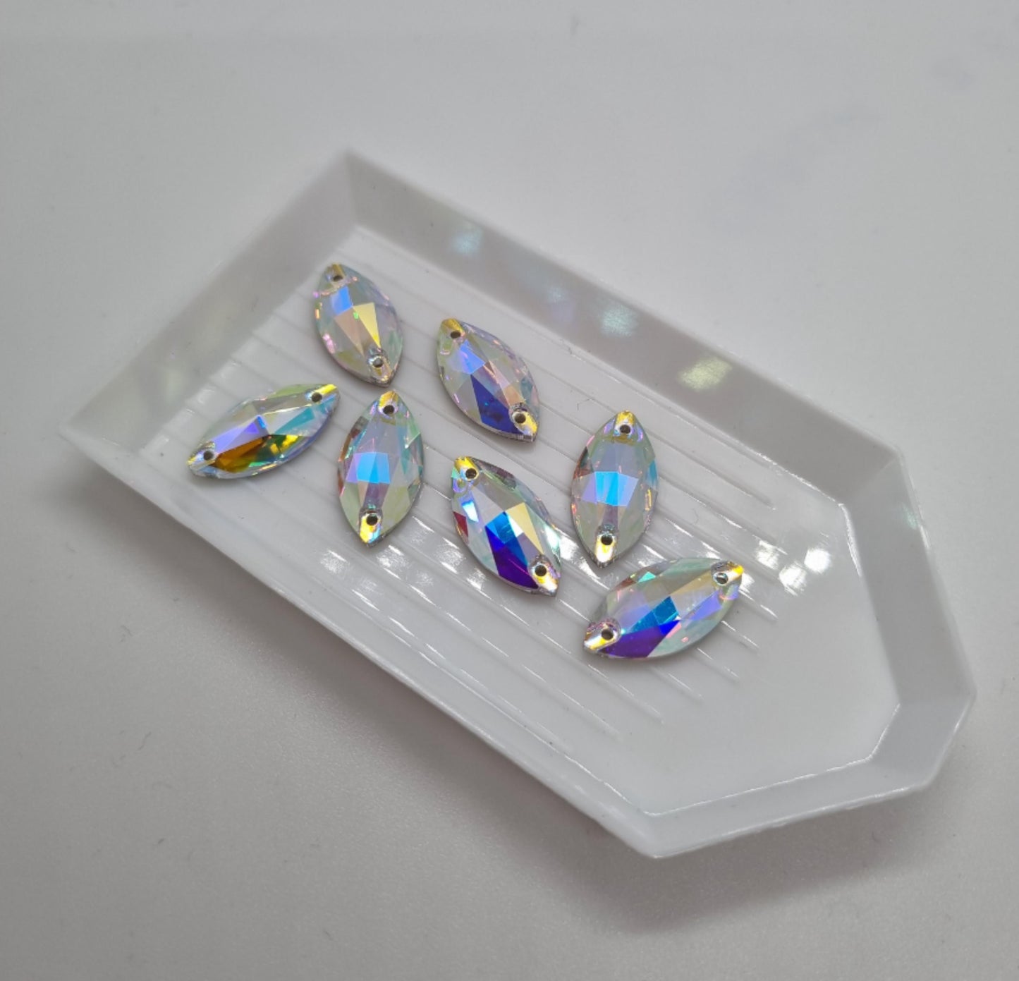 Zodiac Navette AB Sew on Stone - 15 x 32mm (pack of 6)