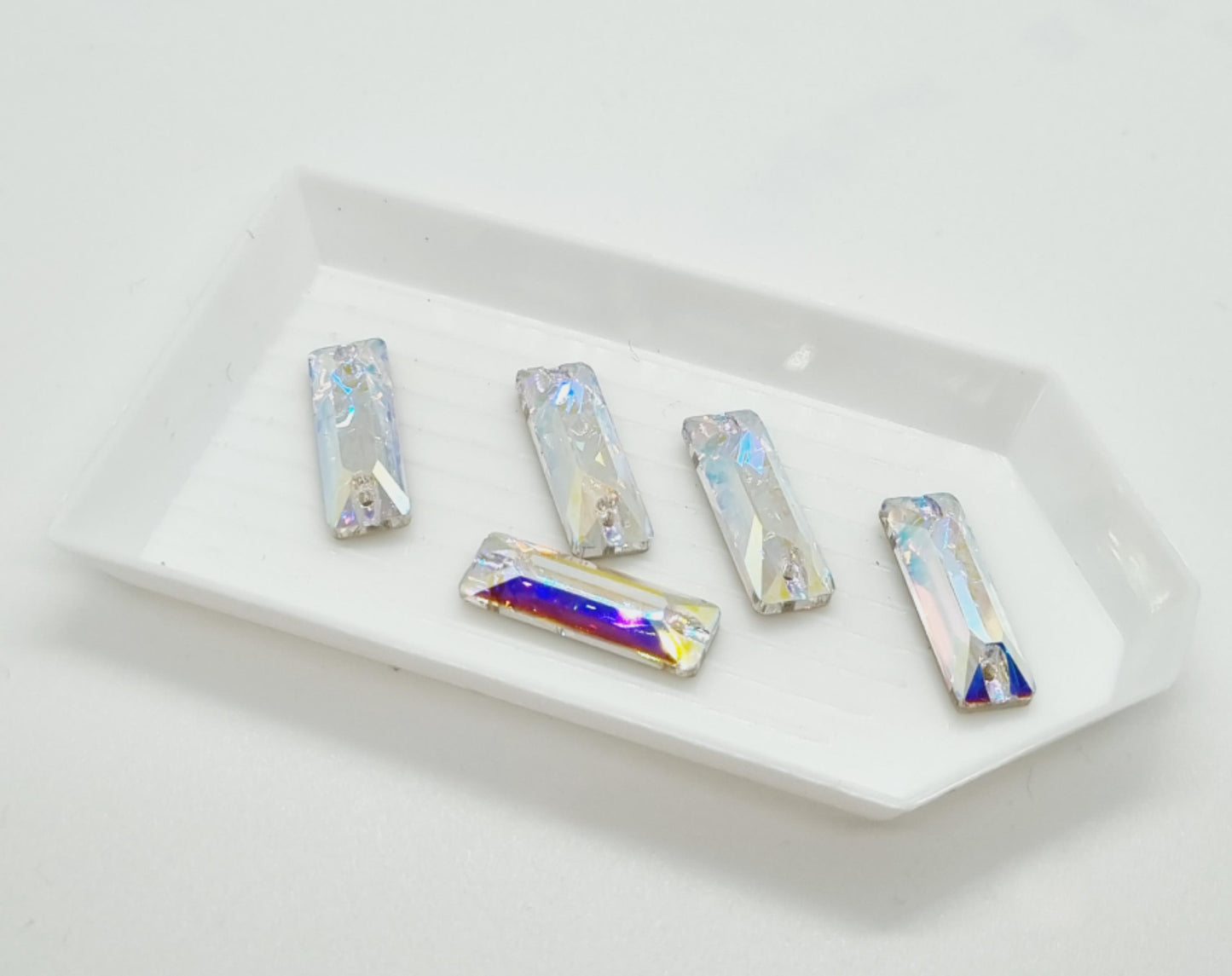 Zodiac Baguette Crystal AB Sew on Stone - 7 x 21mm (pack of 6)