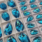 Zodiac Crystal Peardrop Sew on Stone - Aquamarine Blue