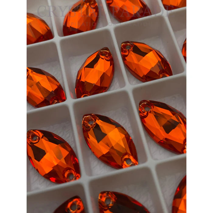 Zodiac Crystal Navette Sew on Stone - Hyacinth Orange