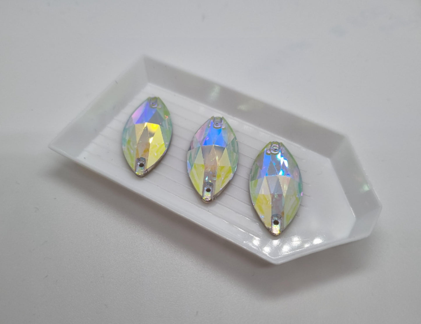 Zodiac Navette AB Sew on Stone - 15 x 32mm (pack of 6)