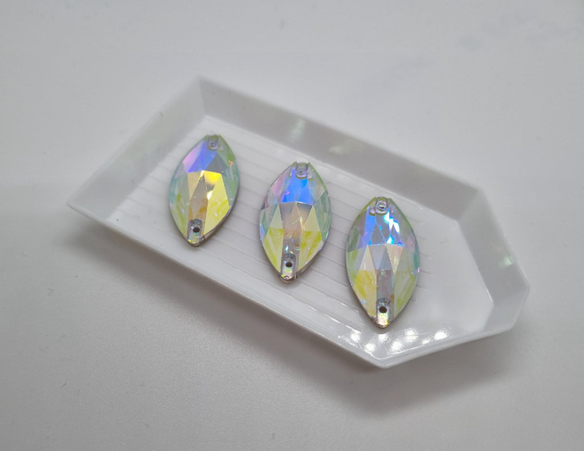 Zodiac Navette AB Sew on Stone - 15 x 32mm (pack of 6)