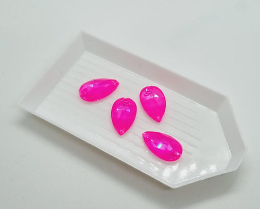 Zodiac Peardrop Neon Pink Shimmer Sew on Stone - 18 x 10.5mm (pack of 6)