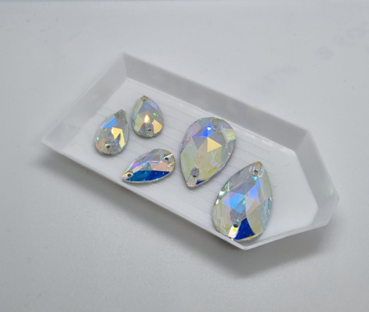 Zodiac Peardrop AB Sew on Stone - 28 x 17mm (pack of 6)