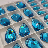 Zodiac Crystal Peardrop Sew on Stone - Aquamarine Blue