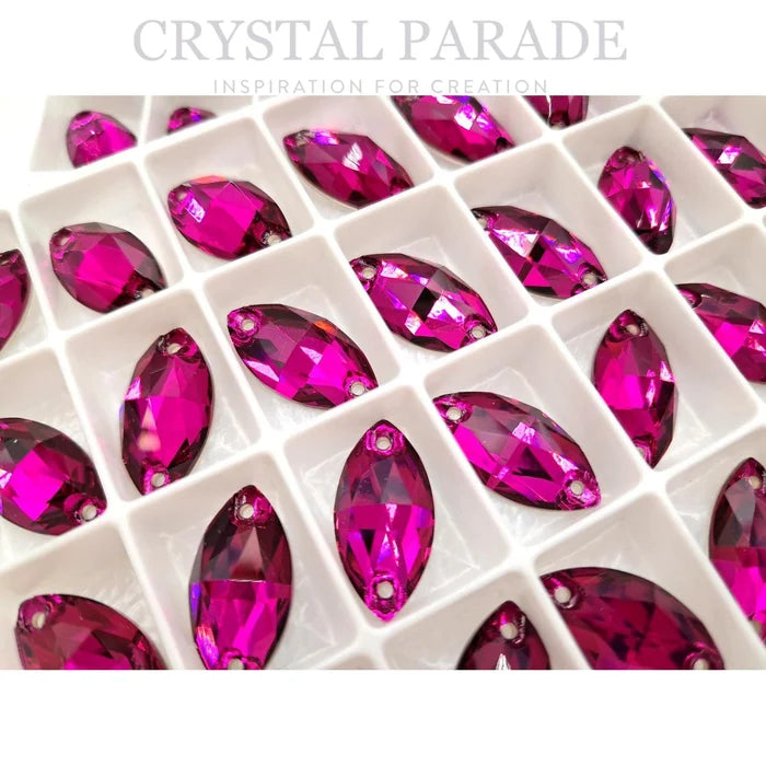 Zodiac Navette Sew on Crystals - Cerise