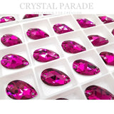 Zodiac Peardrop Sew on Crystals - Cerise