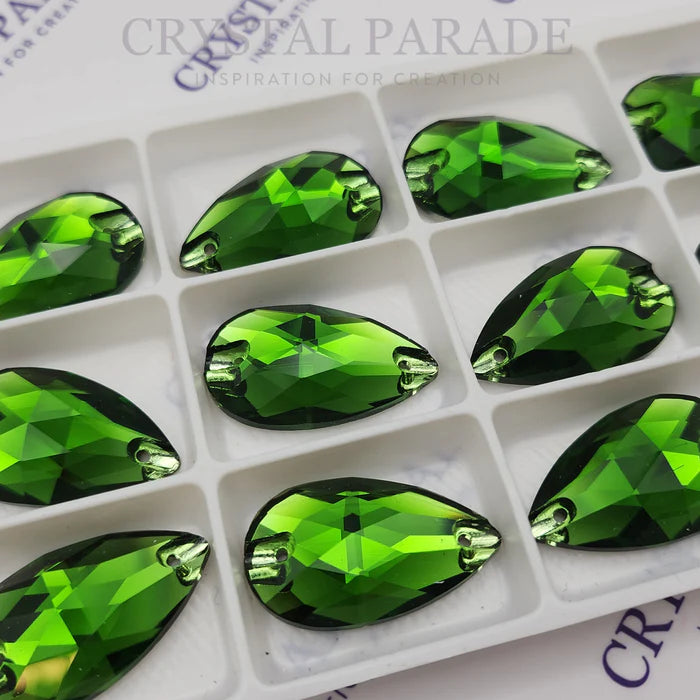 Zodiac Peardrop Sew on Crystals - Fern Green / Green