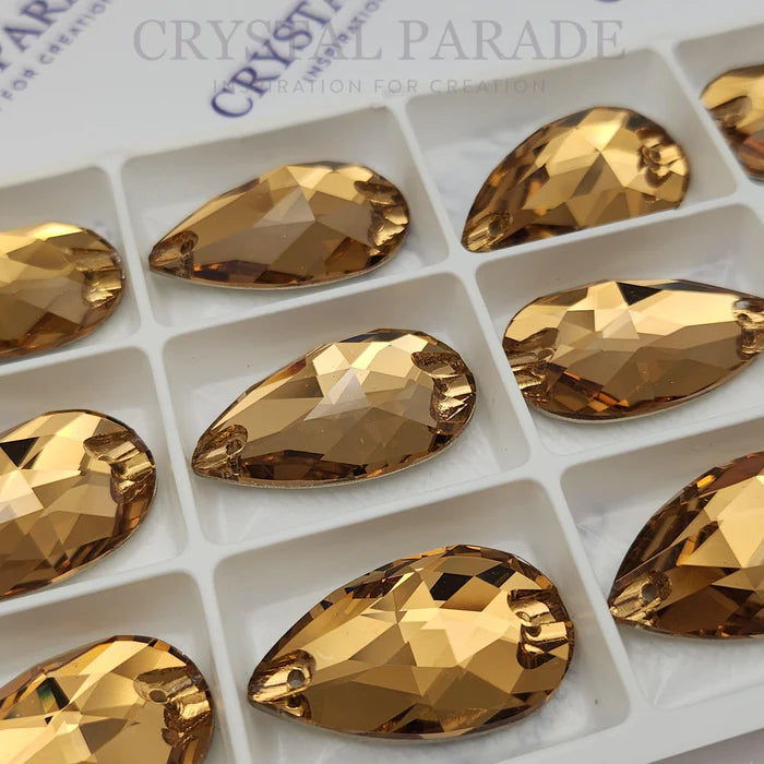 Zodiac Crystal Peardrop Sew on Stone - Light Smoked Topaz / Brown